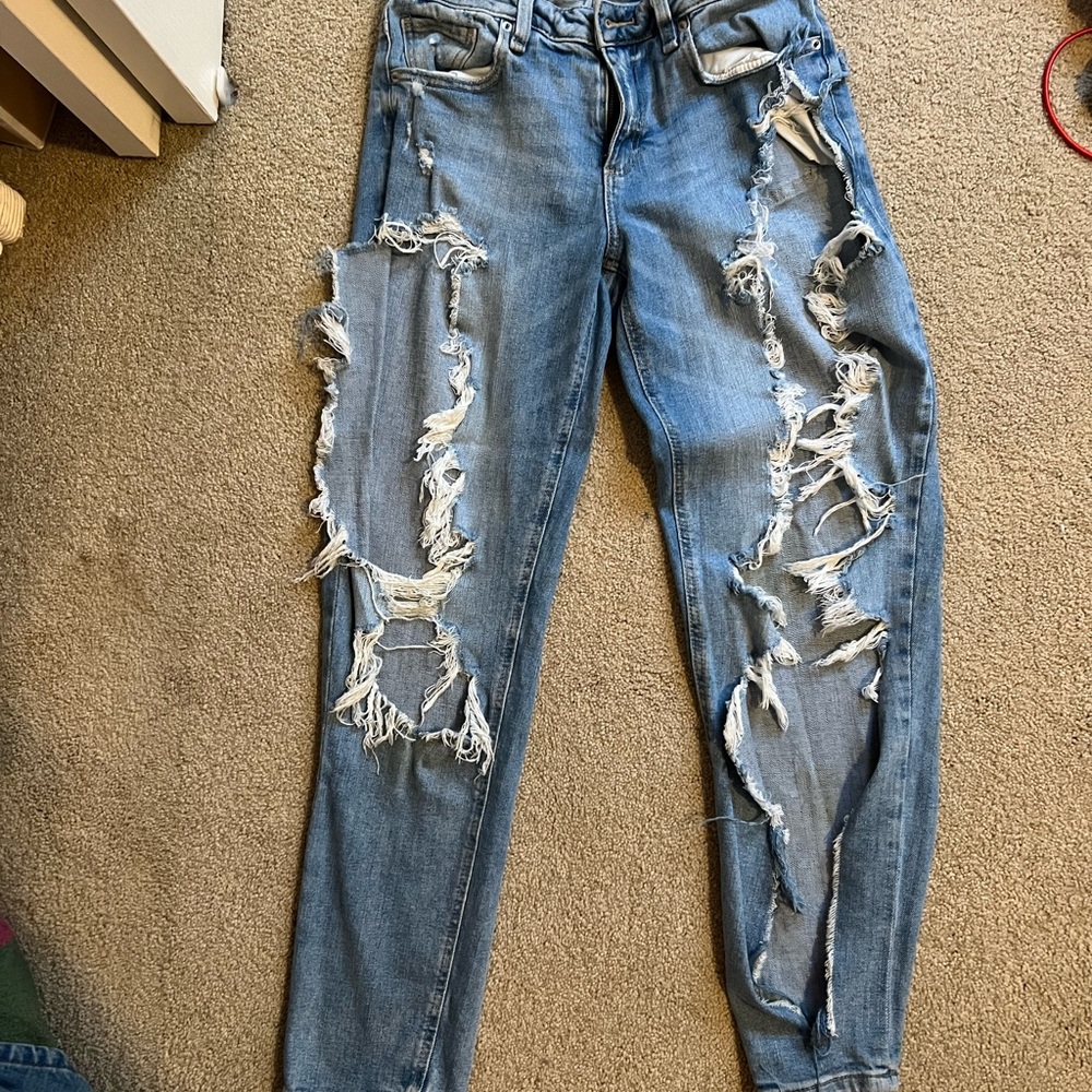 Garage Light Blue Distressed Boyfriend Jeans